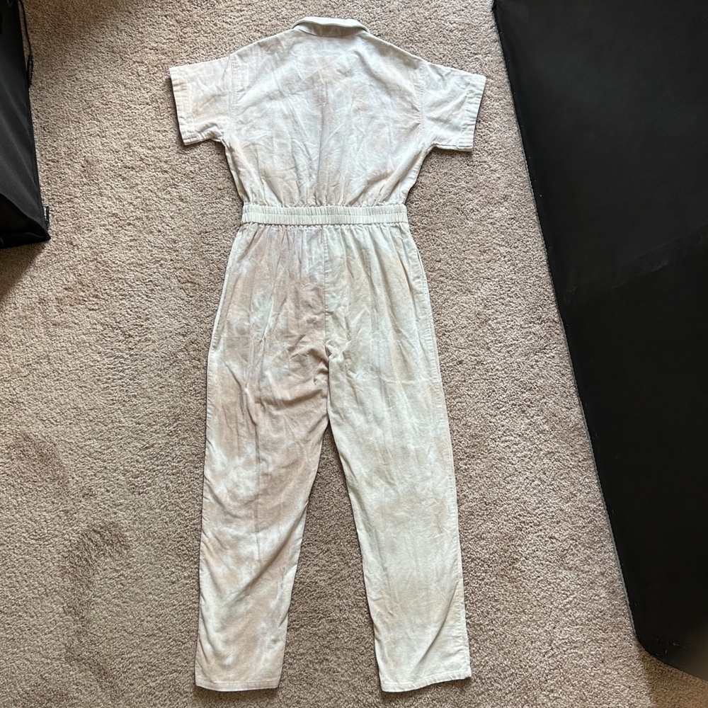 Le Lis Collection Ribbed Tie Dye Cream White Mulitcolor Cotton Jumpsuit Medium - Picture 2 of 11